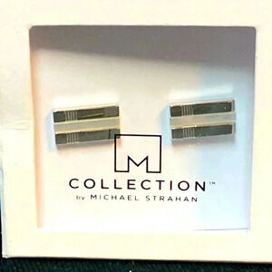 NEW M COLLECTION BY MICHAEL STRAHAN  BLACK AND SILVER CUFF LINKS